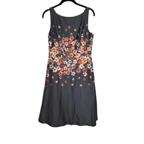 LOFT Dress Womens Size 4 Blue Floral Fit & Flare - Picture 3 of 8